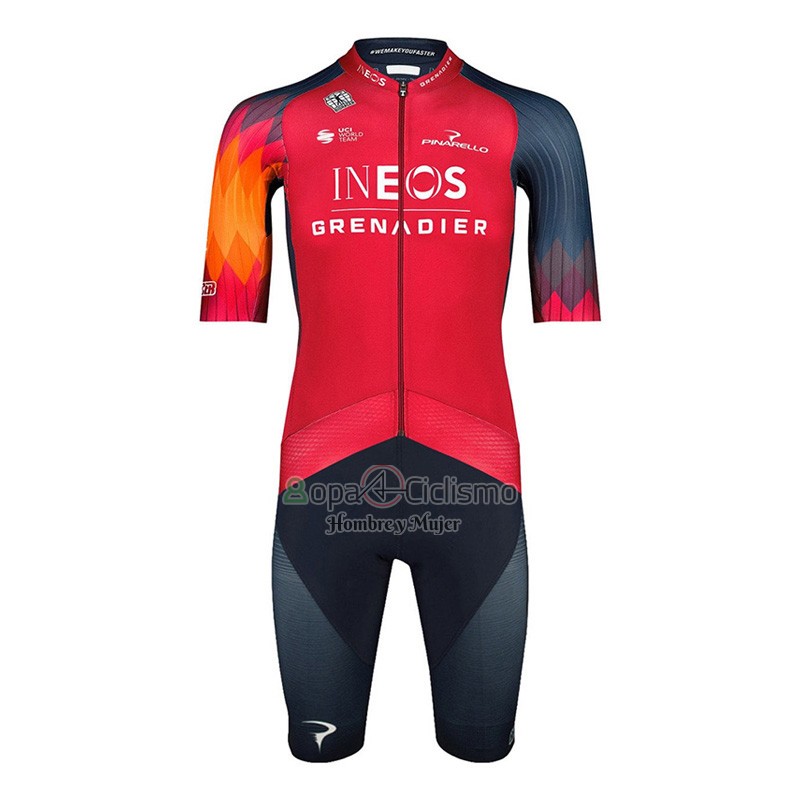 Ineos Grenadiers Ropa Ciclismo Culotte Corto 2023 Mangas Cortas Rojo